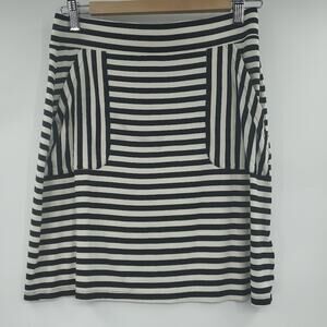 Dakini Mini Skirt Stretch Striped Pockets Small Cream Black